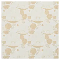 Light Airy Seashells Pattern on White Fabric