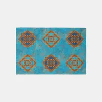 Southwest Mountain Peaks Geometric Turquoise 3x2 Rug