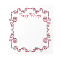 Happy Holidays Christmas Red and White Frame Notepad