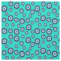 Turkish Evil Eye Navy and Turquoise Blue Fabric