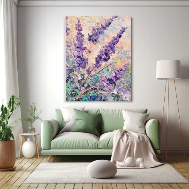 Abstract Oil-Painting Lavender Flowers Canvas Print
