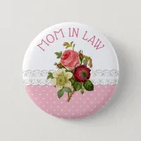 Mother in Law Rose Bouquet Wedding Button