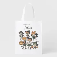 Personalized Vintage Halloween Children Costumes Grocery Bag