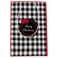 Buffalo Plaid Red Bow Merry Christmas Medium Gift Bag