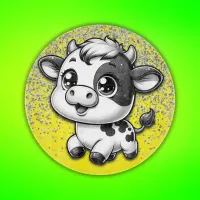 Silver Glitter on Yellow with a Cow | Cutting Board