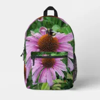 Bumblebee on Eastern purple Coneflower Printed Backpack