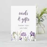 Wedding Cards & Gifts Sign Purple Floral Card