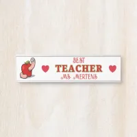 Teacher Appreciation Worm in Apple Add Name Door Sign