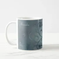 Elegant Blue Flower Swirl Mug