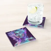 Beautiful Ai Art Pretty Icy Glass like Woman Glass Coaster