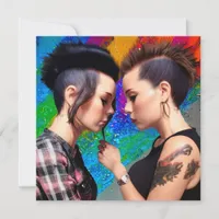 Cute Lesbian Couple Rainbow Art