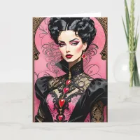 Fantasy Pink and Black Goth Valentine Lady Announcement