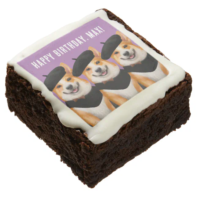 Cute Chic Corgi Dogs Wish You Happy Birthday Brownie