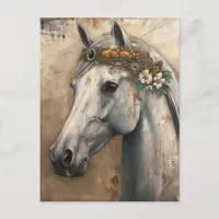 Grey Horse With Floral Crown Postcard