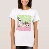 Pink Halloween Boo Ghosts and Pumpkins  T-Shirt