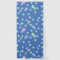 Unicorns and Stars on a Blue Background | Sheer Curtains