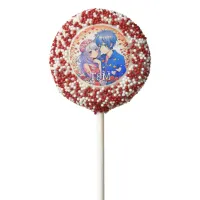Floral Anime Themed Personalized Wedding Chocolate Covered Oreo Pop