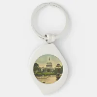 United States Capitol from Library Steps Date 1898 Keychain