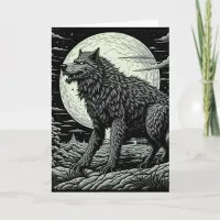 Vintage Werewolf in front of the Full Moon Card