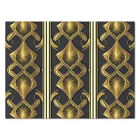 Elegant art deco pattern in black and gold tissue paper