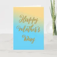 Happy Mother's Day Blue Yellow Ombre Chic Pretty Card