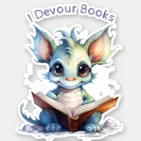  *~* Reading Baby Dragon  - I DEVOUR BOOKS AP88 Sticker