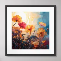 Flowers in the Morning Sun watercolor painting Framed Art
