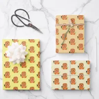 Cute lion in the grass with ladybug kids  wrapping paper sheets