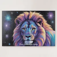 Neon Majesty Vibrant Lion Colorful Wildlife Art   Jigsaw Puzzle