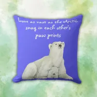 Polar bear mom with her cub | outdoor pillow