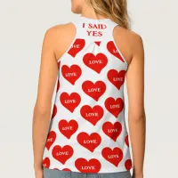 I Said Yes | Red Love Hearts White Tank Top
