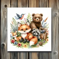 Cute Woodland Animals Nursery Art Poster