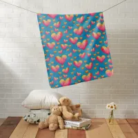 Multicolored Watercolor Hearts Baby Blanket