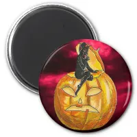 Vintage Black Devil on Jack o' Lantern Magnet