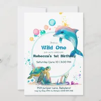 Cute underwater first birthday invitation