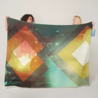 Seventies Orange Abstract Techno Triangles Fleece Blanket