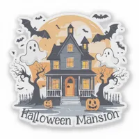 Spooky Halloween Mansion Sticker