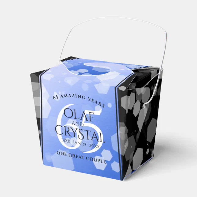 Elegant 65th Blue Sapphire Wedding Anniversary Favor Boxes