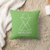 Heart Chakra Geometrical Healing Angel Green Throw Pillow