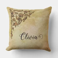 Romantic, Vintage, Antique Personalized Throw Pillow