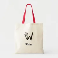 Tote Bag - Cat Letter W with Name 