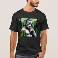 Curious Bigfoot with Sunglasses Hiding in Woods T-Shirt