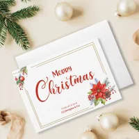 Modern Christmas Poinsettia Business Holiday Card