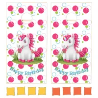 Cute Unicorn Birthday Game Cornhole Set
