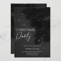 Black Botanical Modern Christmas Party Invitation