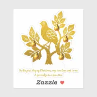 Partridge In A Pear Tree Golden Festive Christmas Sticker