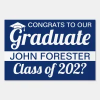 12" x 18" Blue and White Graduation Text Yard Sign