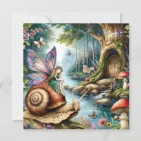 Pretty Fairy Land with cute Snail and Butterflies