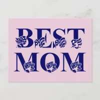 Best Mom USA Flag Text Postcard