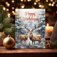 Reindeer in Winter Wonderland Holiday Postcard